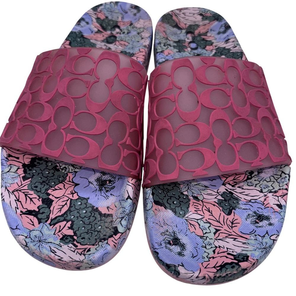 Coach Womens Size 9 Udele Sport Slide Sandals Orchid Beach Pink Embossed Logo - Picture 6 of 7